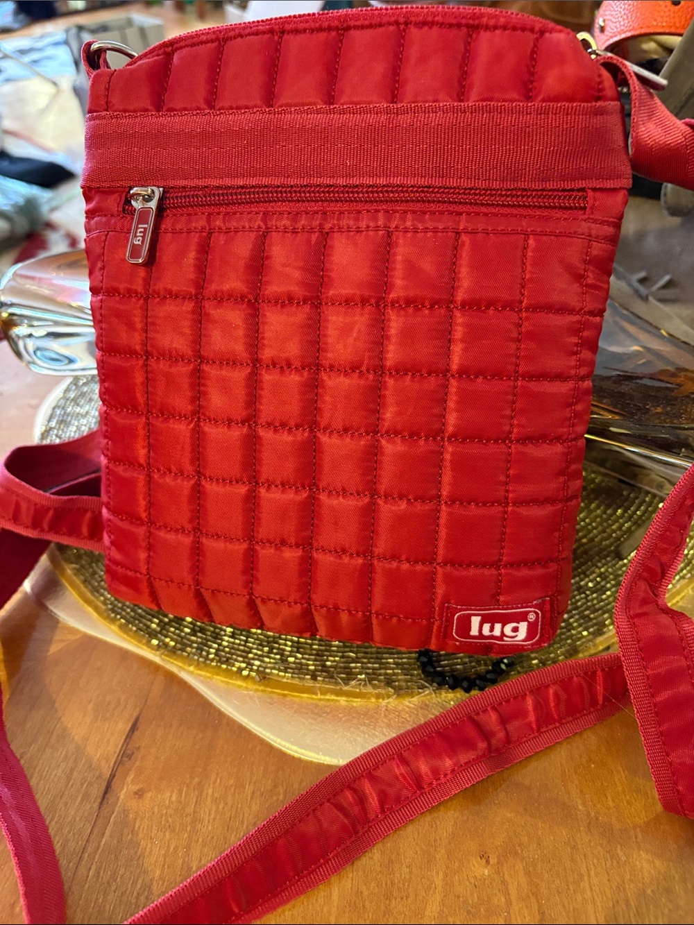 lug Quilted Crossbody Bag in Red